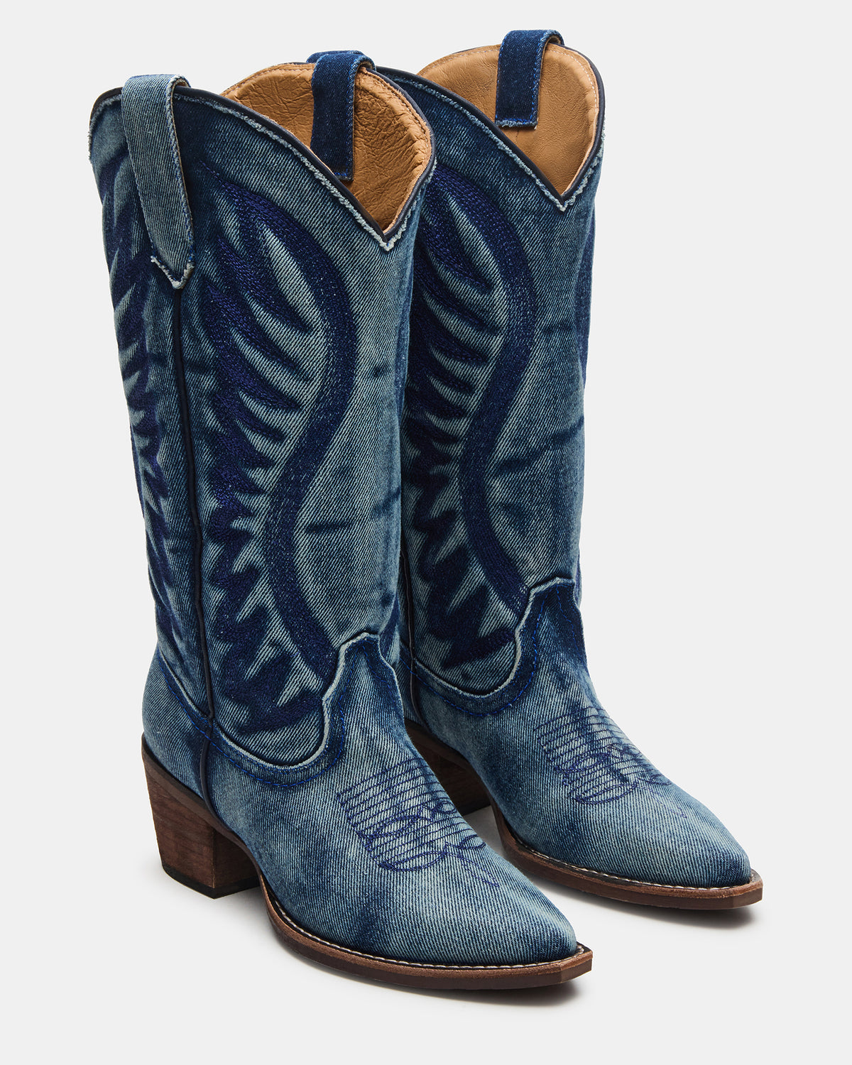 ALBANY Denim Fabric Wide Calf Pointed-Toe Women's Western Boot - Steve Madden