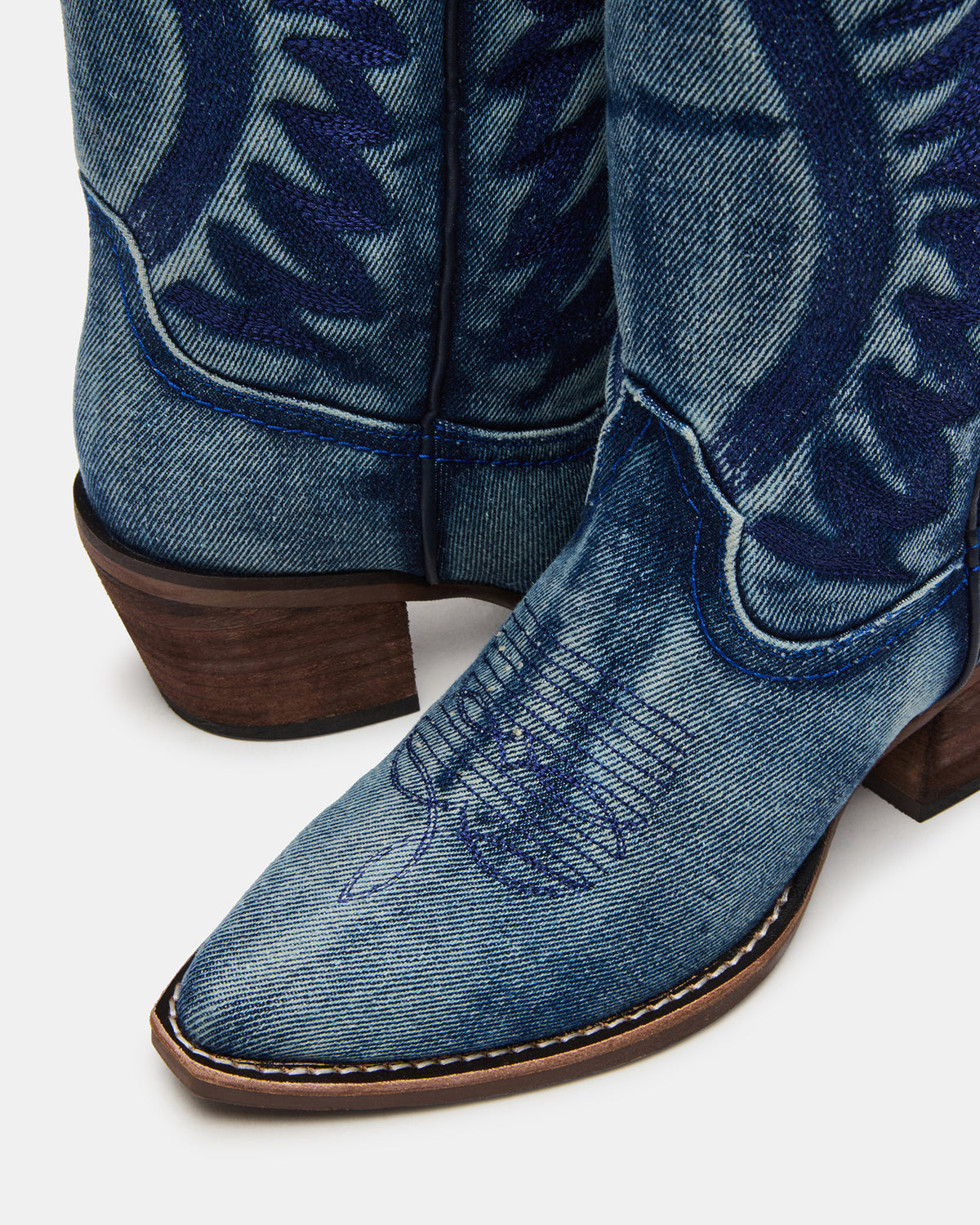 ALBANY Denim Fabric Wide Calf Pointed-Toe Women's Western Boot - Steve Madden
