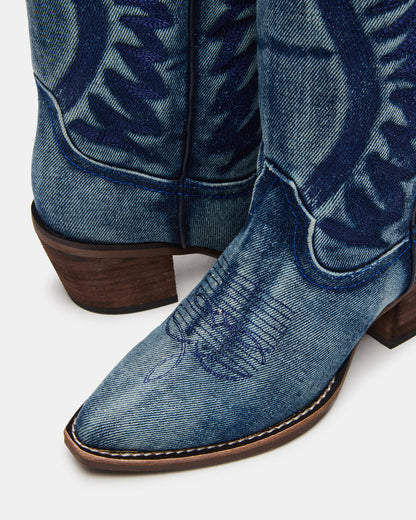 ALBANY Denim Fabric Wide Calf Pointed-Toe Women's Western Boot - Steve Madden