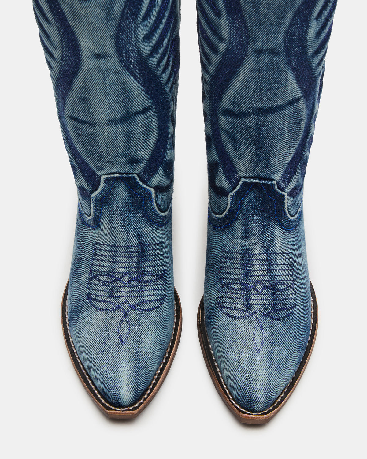 ALBANY Denim Fabric Wide Calf Pointed-Toe Women's Western Boot - Steve Madden