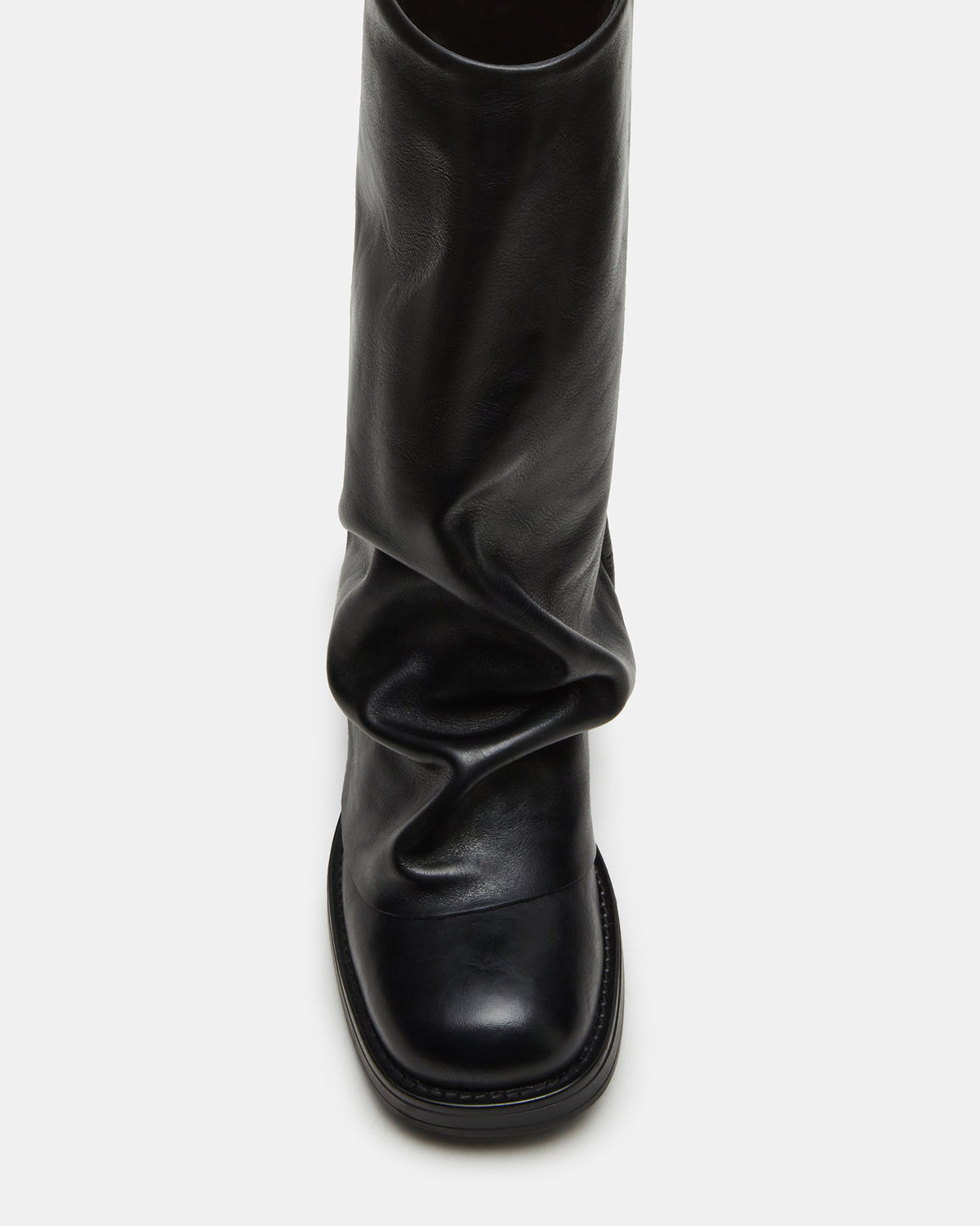 BENTON Black Leather Women's Cuffed Moto Boot - Steve Madden