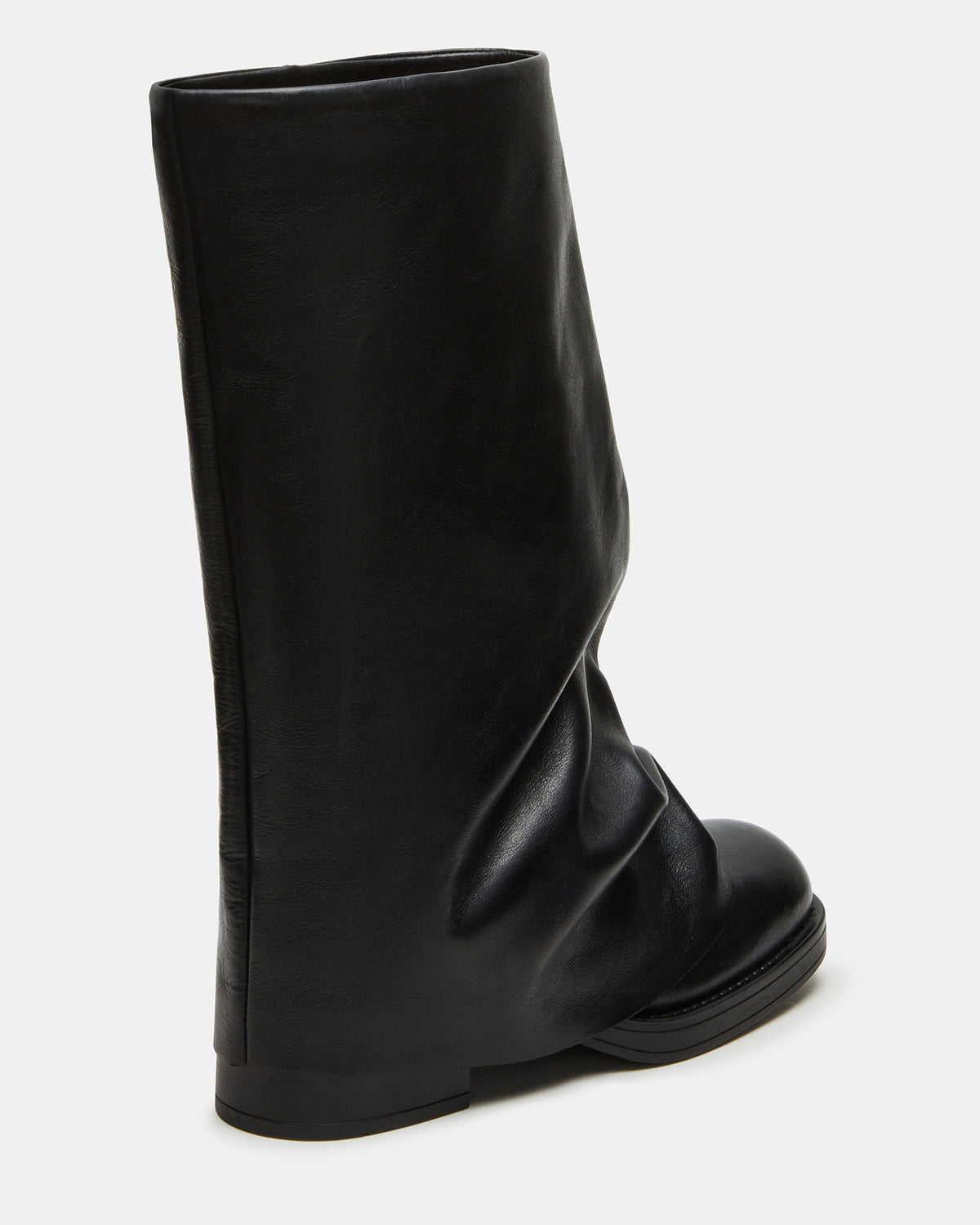 BENTON Black Leather Women's Cuffed Moto Boot - Steve Madden
