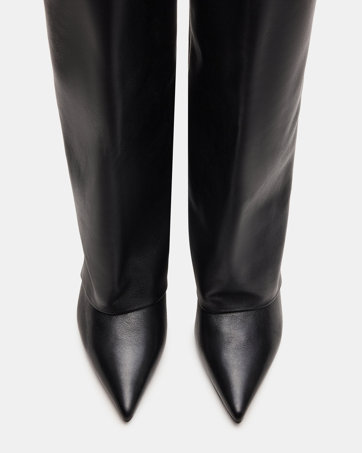 LUCA Black Leather Pointed-Toe Cuffed Kitten Heel Women's Boot - Steve Madden