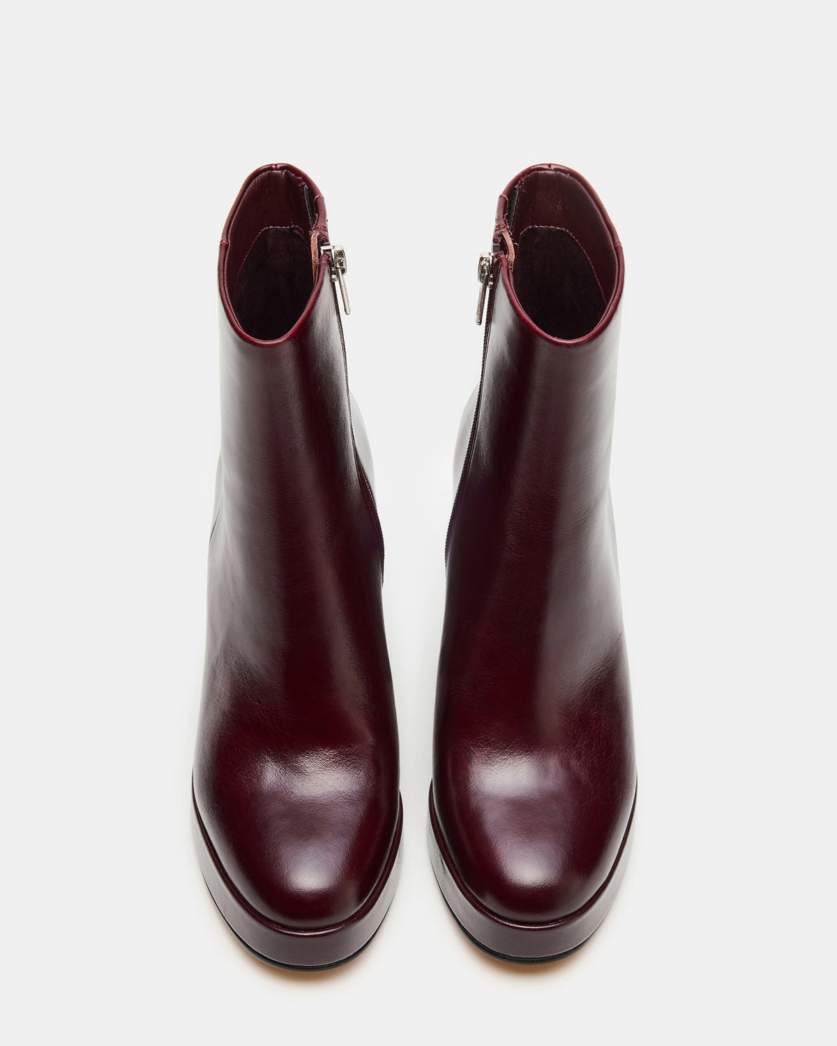 TYRA Burgundy Leather Platform Block Heel Women's Ankle Boot - Steve Madden