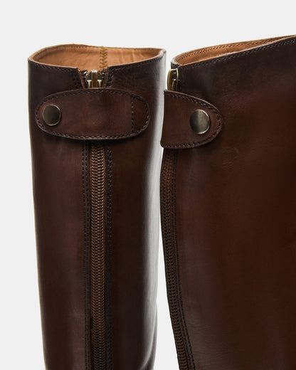 BEREN Brown Leather Knee-High Women's Riding Boot - Steve Madden