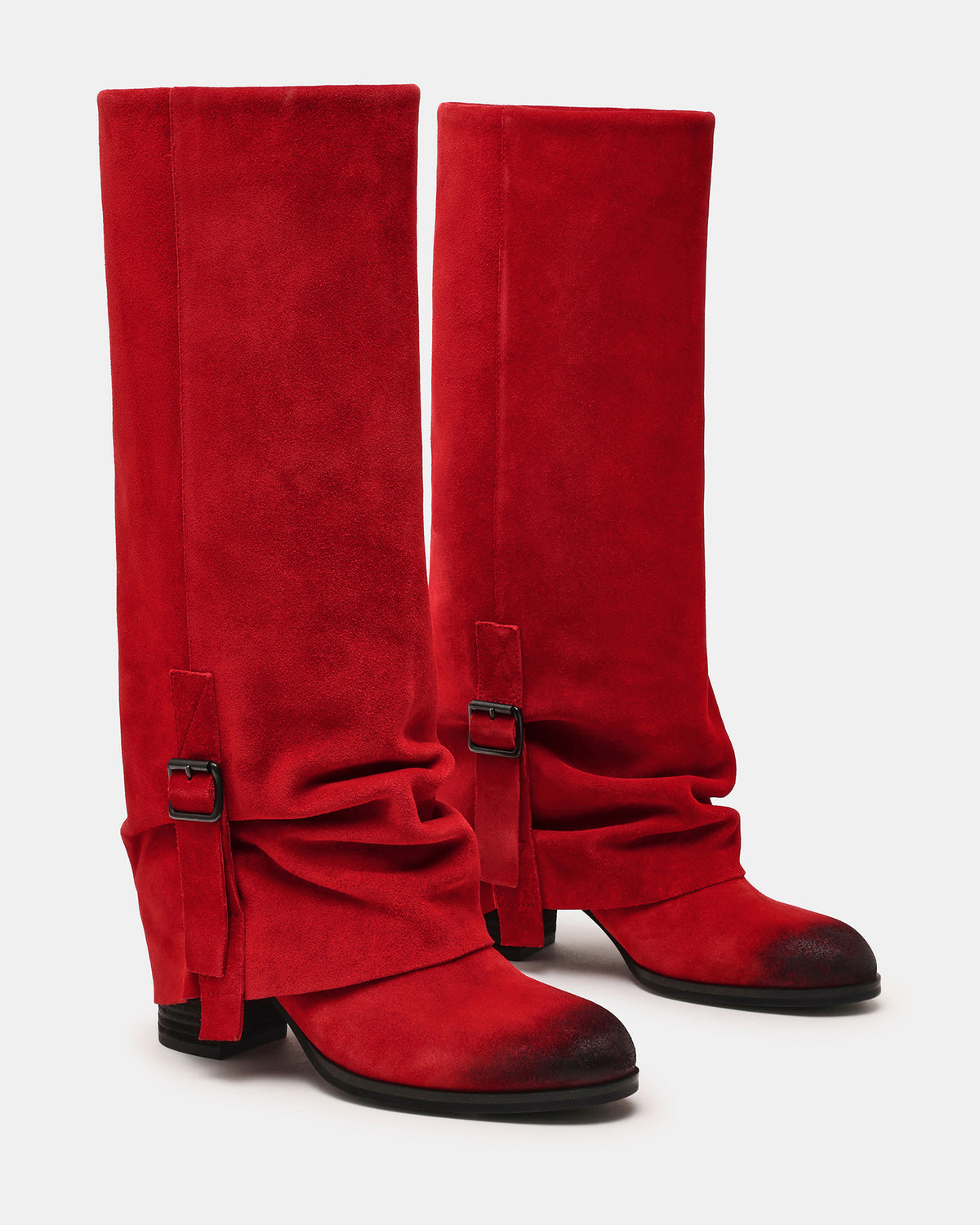 BOZEMAN Red Suede Knee-High Fold-Over Cuffed Women's Boot - Steve Madden