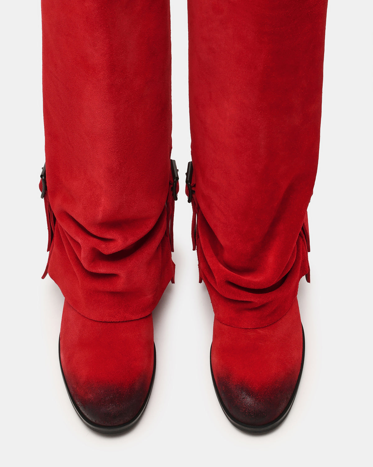 BOZEMAN Red Suede Knee-High Fold-Over Cuffed Women's Boot - Steve Madden