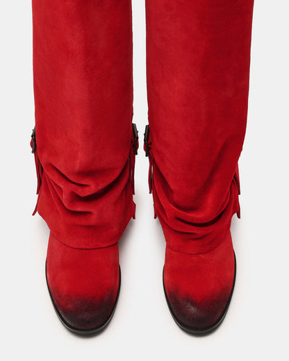 BOZEMAN Red Suede Knee-High Fold-Over Cuffed Women's Boot - Steve Madden