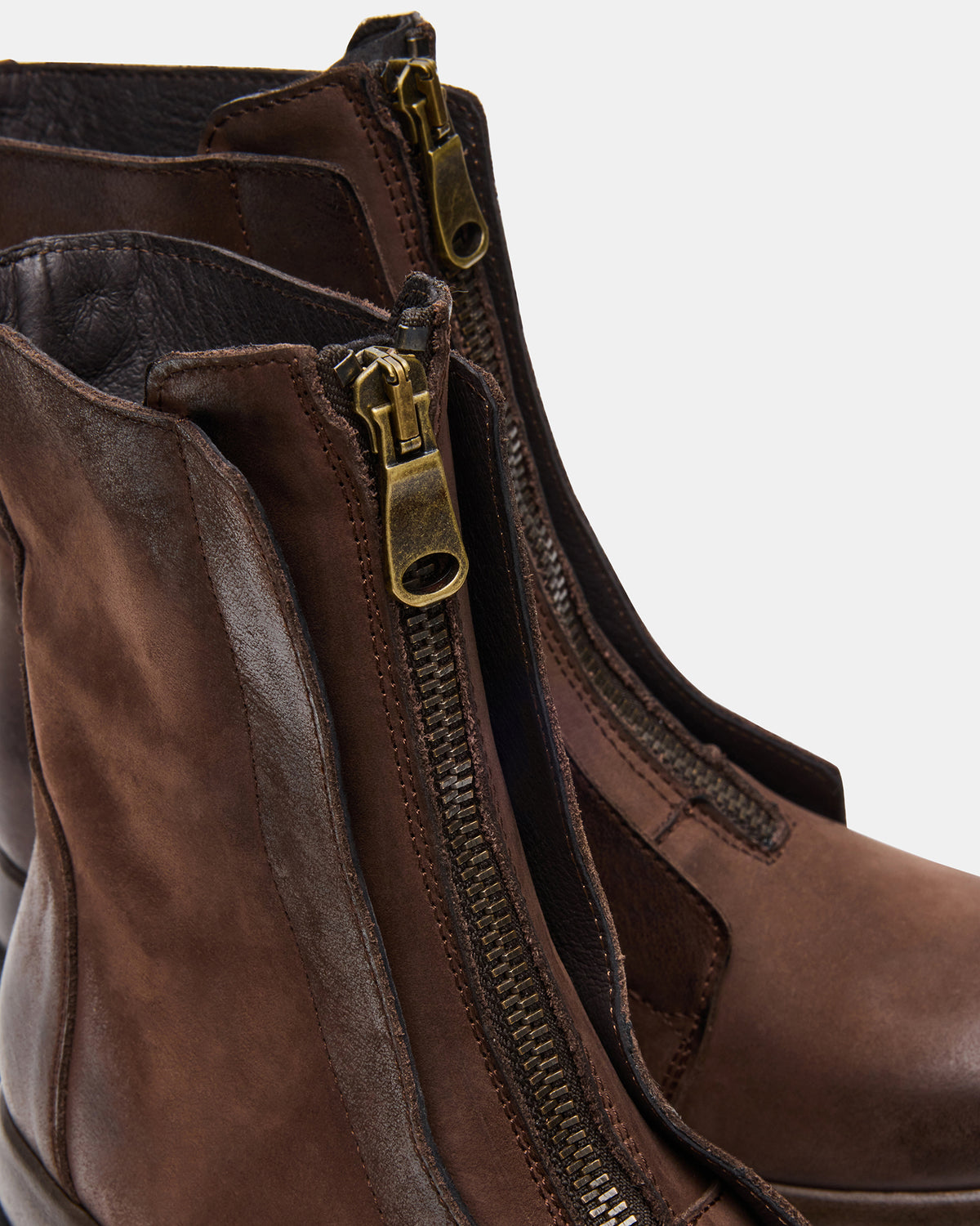 MILTON Brown Leather Moto Women's Ankle Boot - Steve Madden