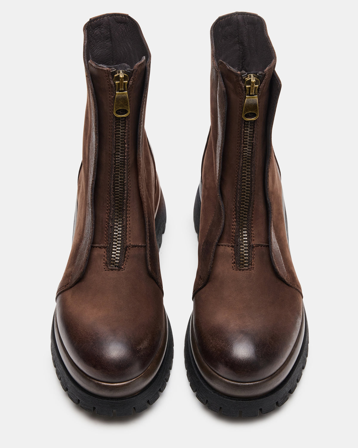 MILTON Brown Leather Moto Women's Ankle Boot - Steve Madden