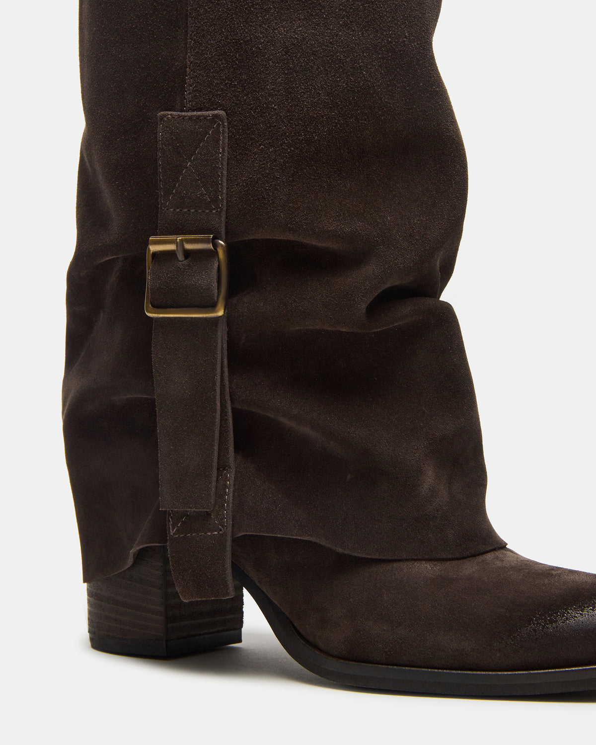 BOZEMAN Dark Taupe Suede Knee-High Fold-Over Cuffed Women's Boot - Steve Madden