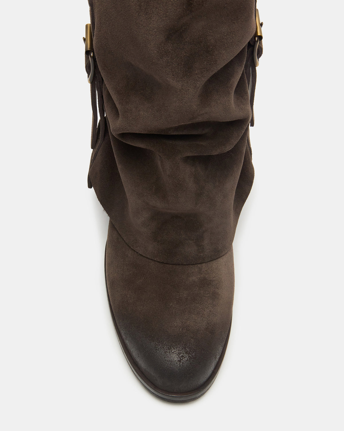 BOZEMAN Dark Taupe Suede Knee-High Fold-Over Cuffed Women's Boot - Steve Madden