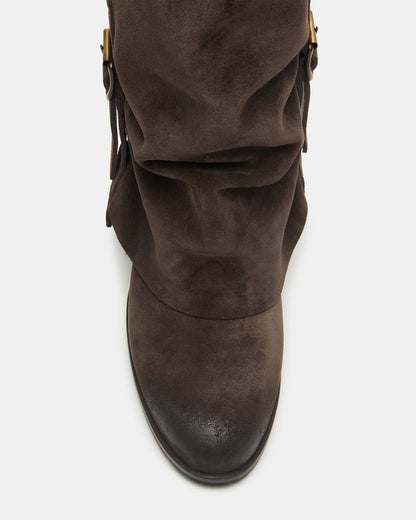 BOZEMAN Dark Taupe Suede Knee-High Fold-Over Cuffed Women's Boot - Steve Madden