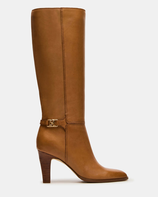 RHETT Tan Leather Knee-High Heeled Women's Boot - Steve Madden
