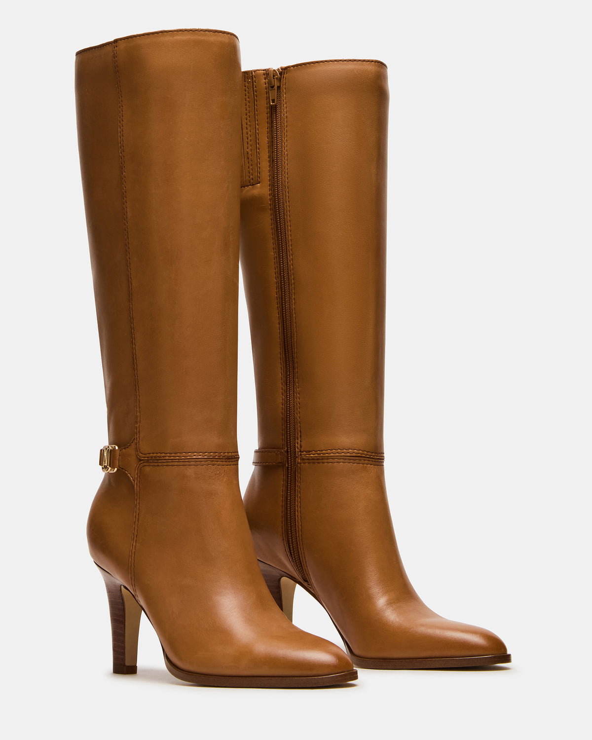 RHETT Tan Leather Knee-High Heeled Women's Boot - Steve Madden