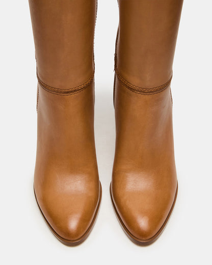 RHETT Tan Leather Knee-High Heeled Women's Boot - Steve Madden