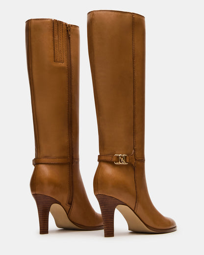 RHETT Tan Leather Knee-High Heeled Women's Boot - Steve Madden