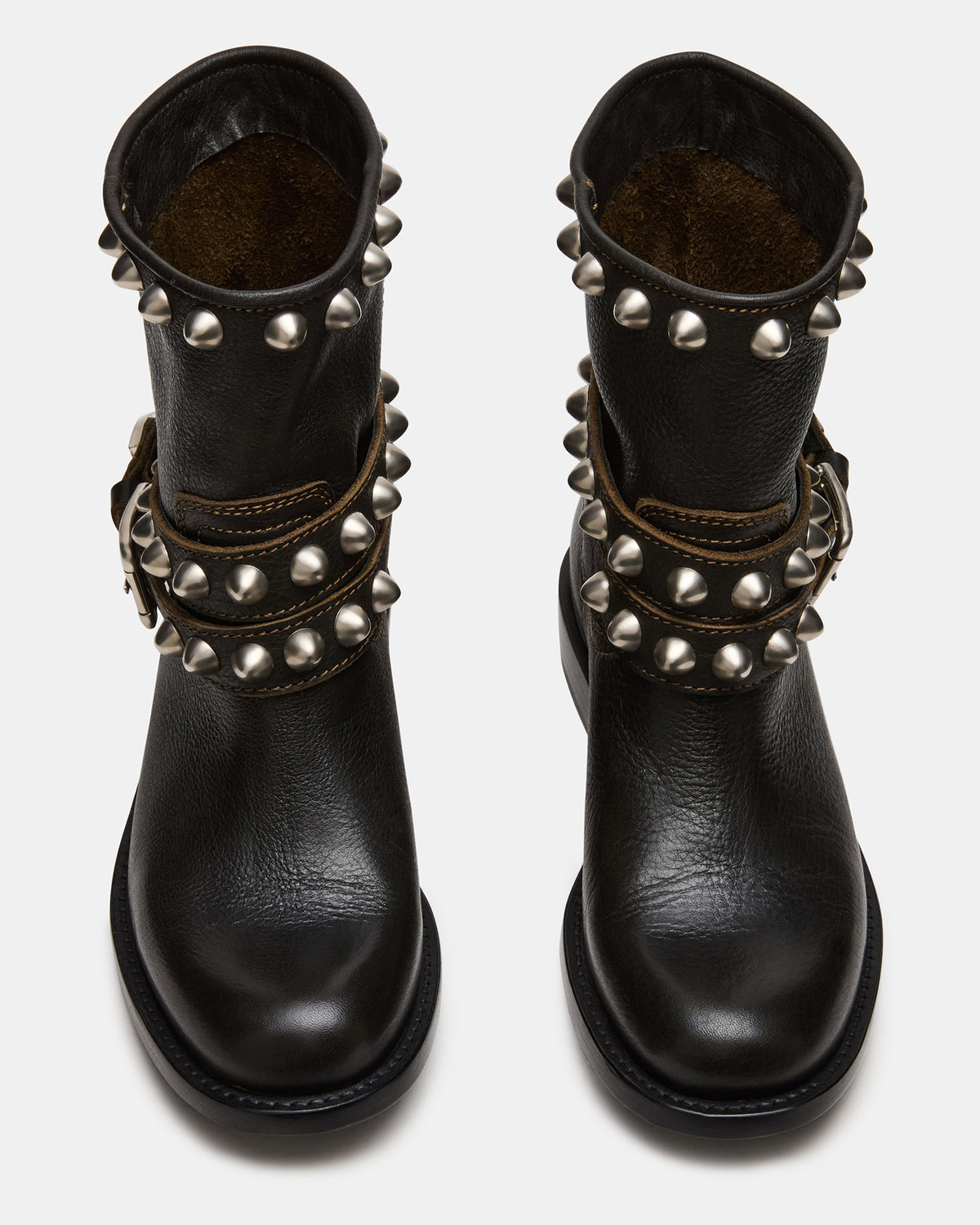 ORBIT Black Distressed Gold Detail Moto Women's Ankle Boot - Steve Madden