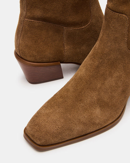 DANEY Taupe Suede Square-Toe Women's Ankle Boot - Steve Madden