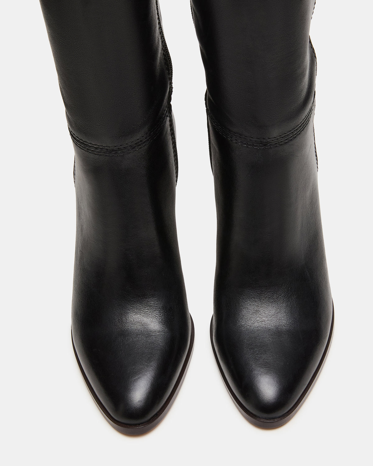 RHETT Black Leather Knee-High Heeled Women's Boot - Steve Madden
