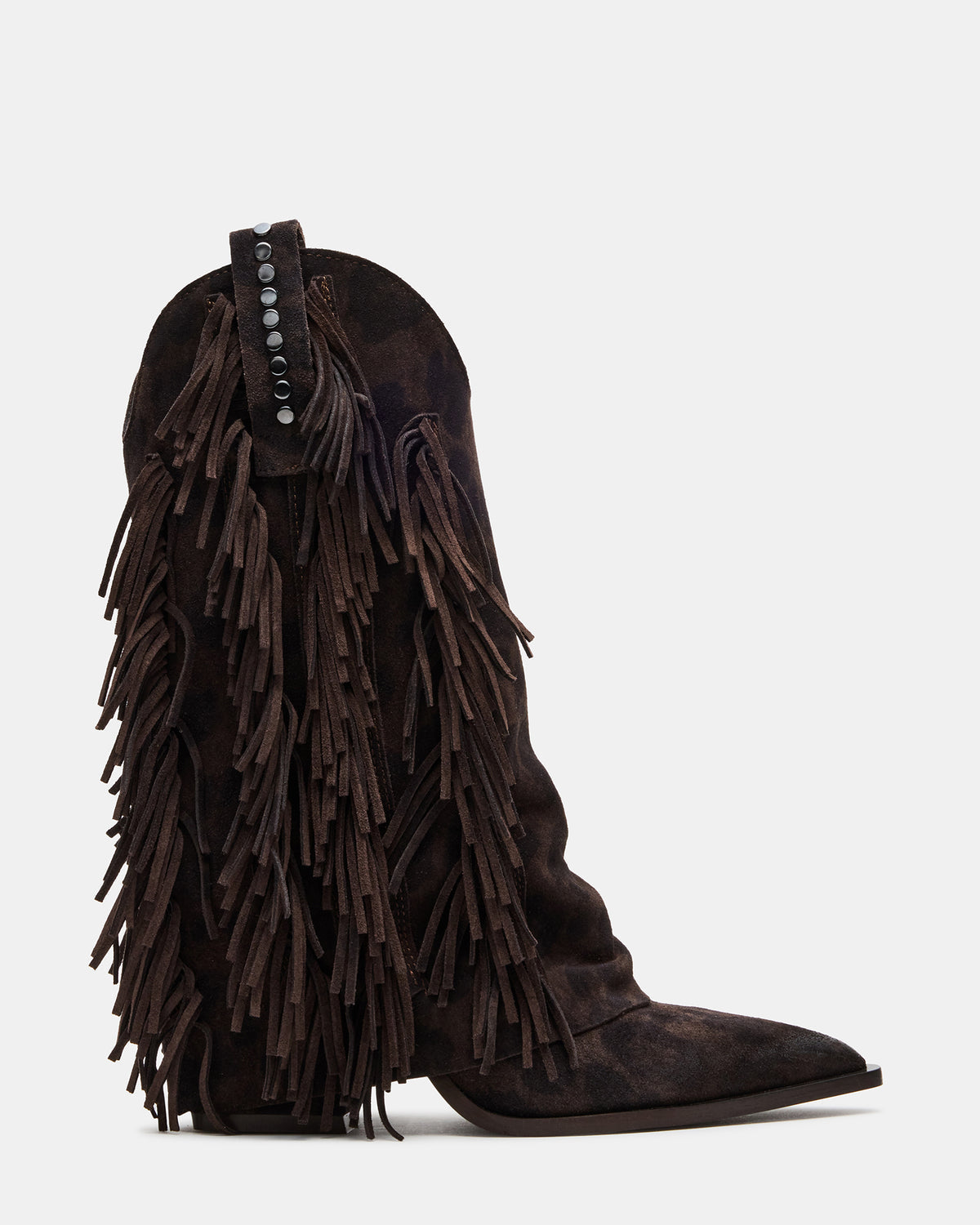 LANDMARK Brown Leopard Cuffed Fringe Western Women's Ankle Boot - Steve Madden