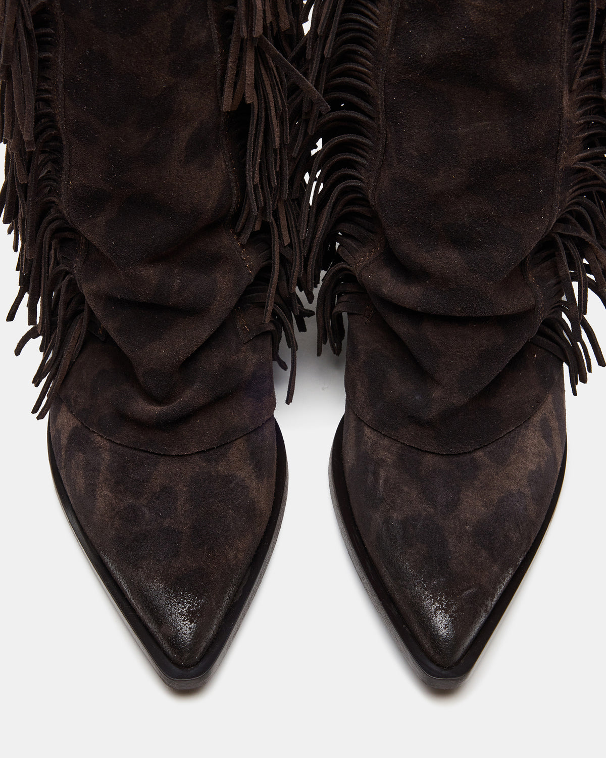 LANDMARK Brown Leopard Cuffed Fringe Western Women's Ankle Boot - Steve Madden