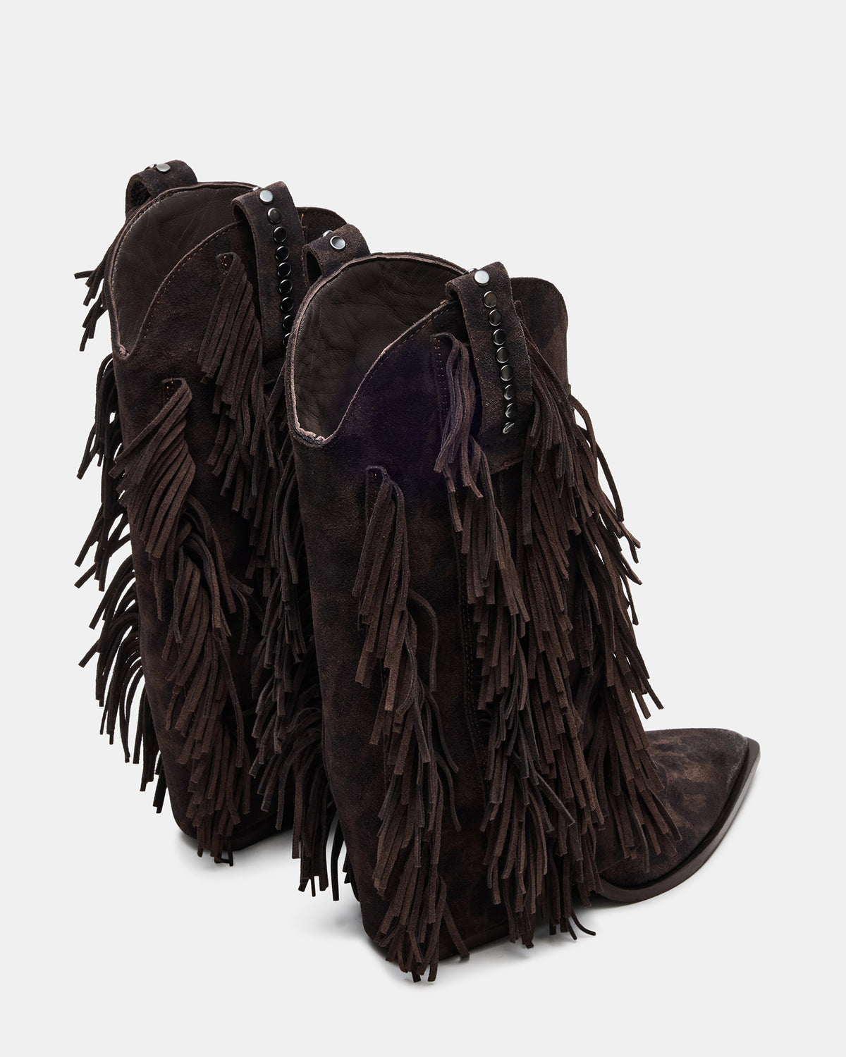 LANDMARK Brown Leopard Cuffed Fringe Western Women's Ankle Boot - Steve Madden