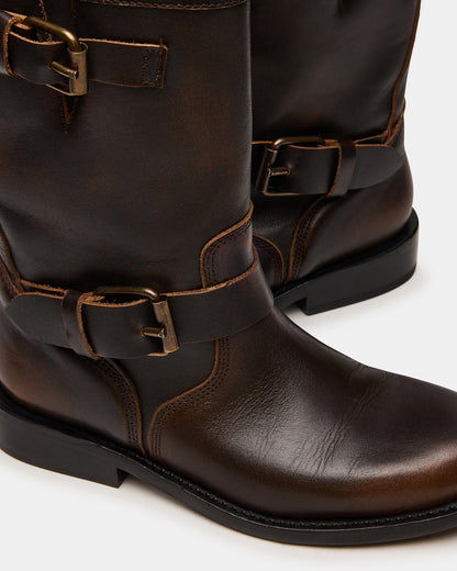 IRVING Black Distressed Buckle Moto Round-Toe Women's Boot - Steve Madden