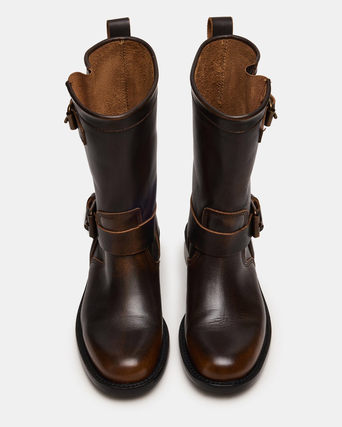 IRVING Black Distressed Buckle Moto Round-Toe Women's Boot - Steve Madden