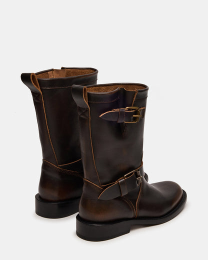IRVING Black Distressed Buckle Moto Round-Toe Women's Boot - Steve Madden