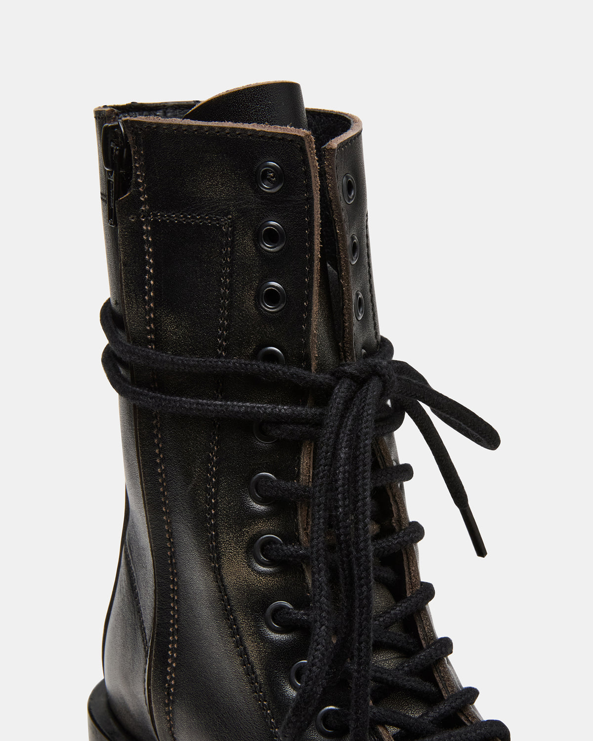 THERON Black Distressed Moto Combat Women's Ankle Boot - Steve Madden