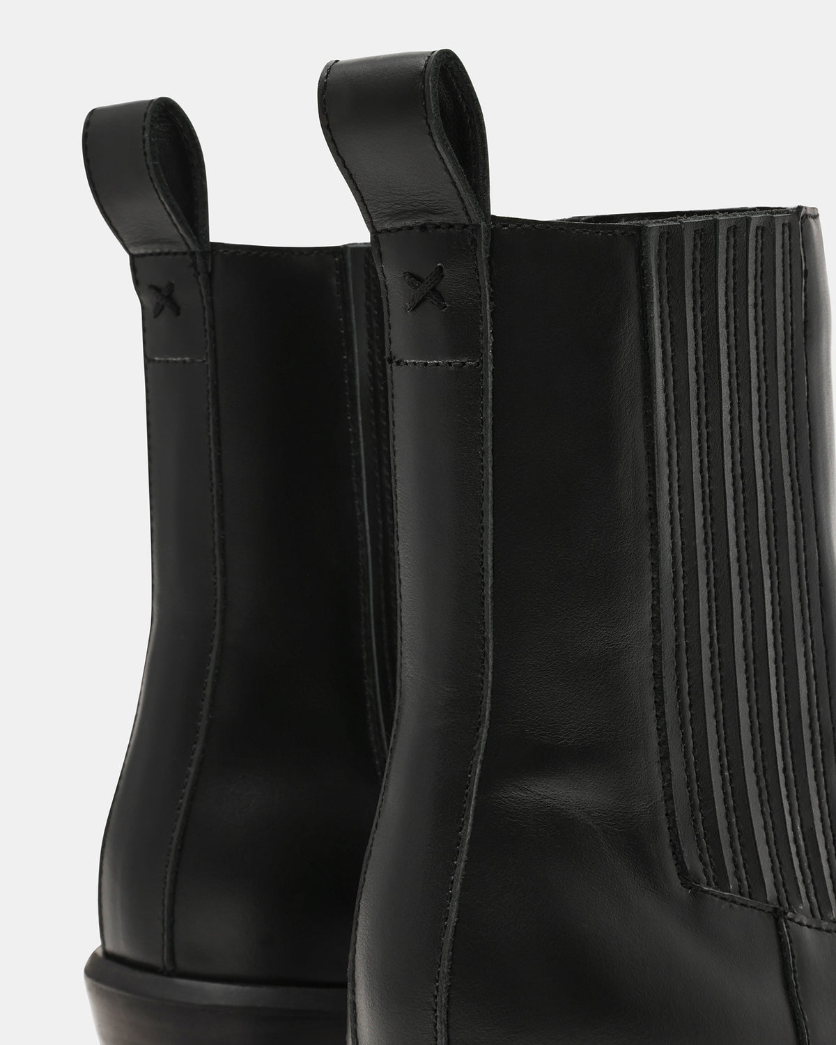 DARSEN Black Leather Square-Toe Block Heel Women's Ankle Boot - Steve Madden