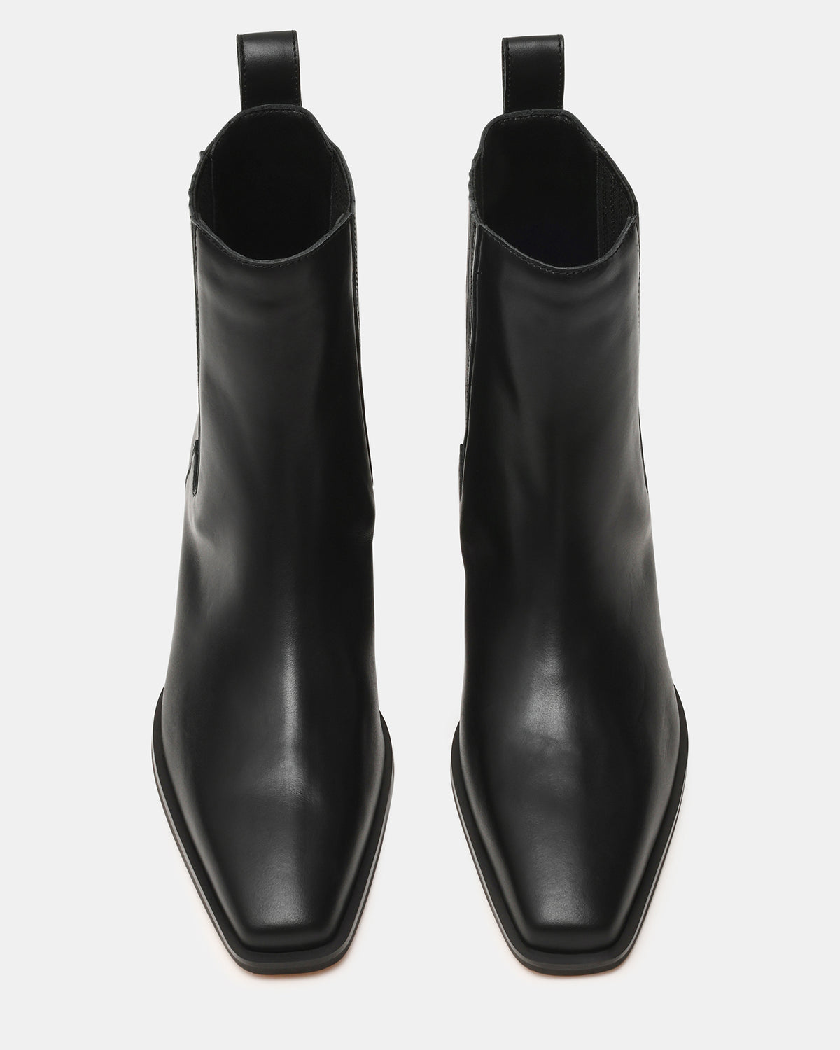 DARSEN Black Leather Square-Toe Block Heel Women's Ankle Boot - Steve Madden
