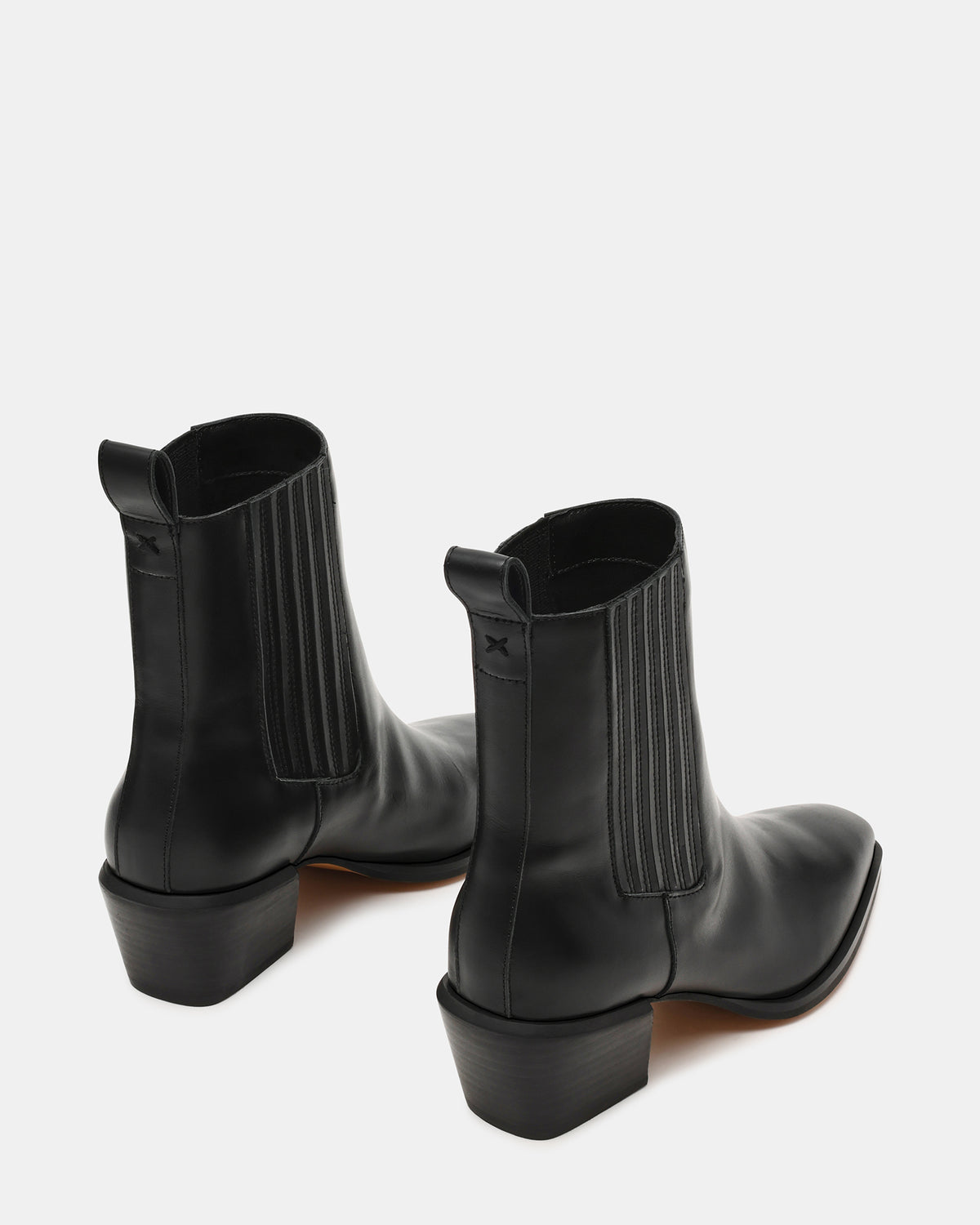 DARSEN Black Leather Square-Toe Block Heel Women's Ankle Boot - Steve Madden