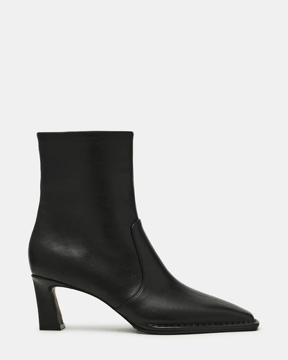 FARE Black Leather Square Toe Women's Ankle Boot - Steve Madden