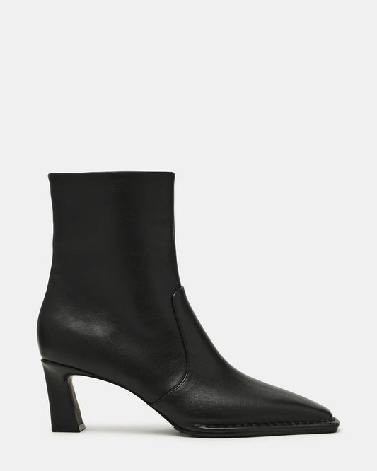 FARE Black Leather Square Toe Women's Ankle Boot - Steve Madden