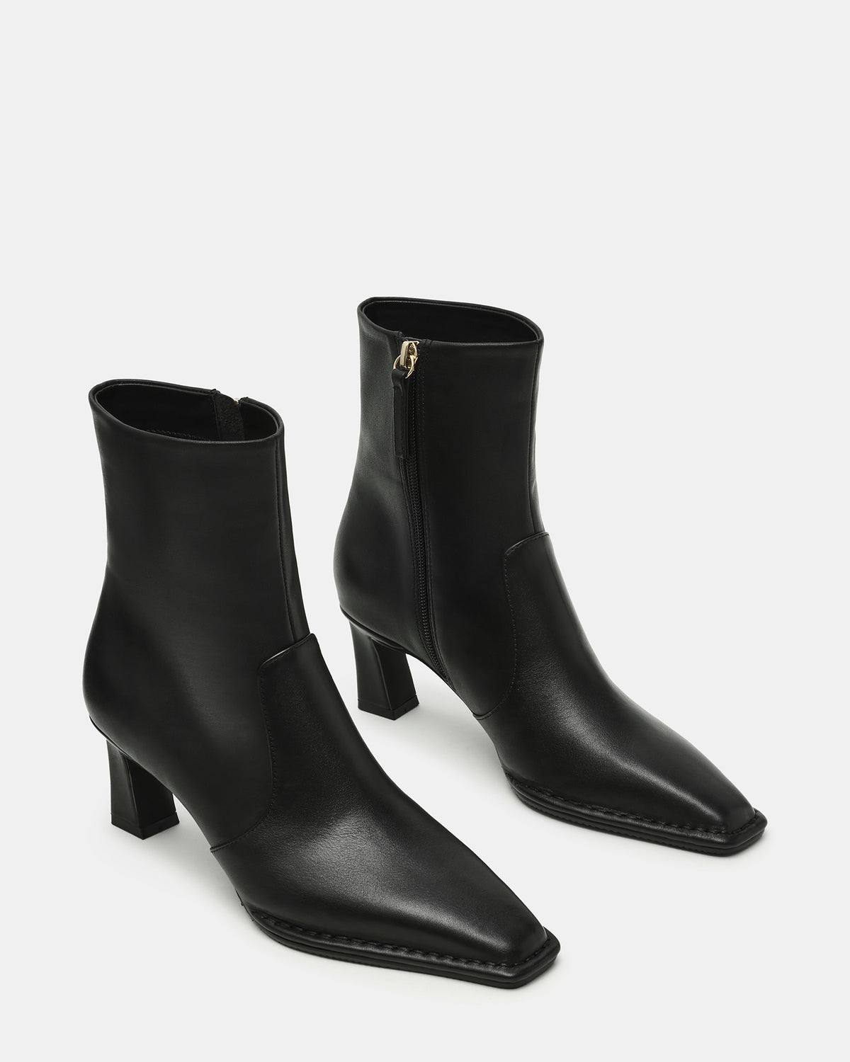 FARE Black Leather Square Toe Women's Ankle Boot - Steve Madden
