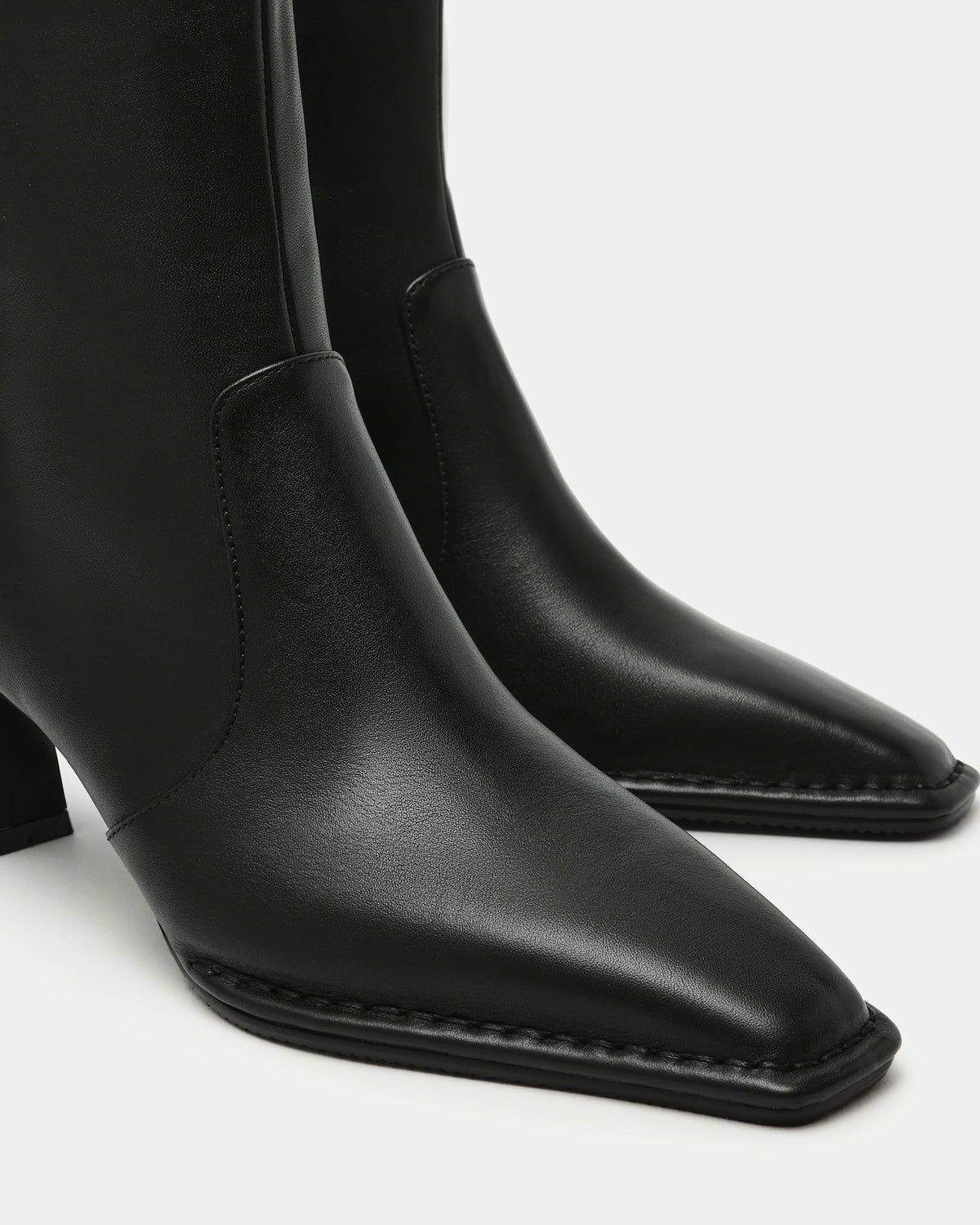 FARE Black Leather Square Toe Women's Ankle Boot - Steve Madden
