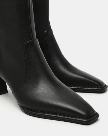 FARE Black Leather Square Toe Women's Ankle Boot - Steve Madden