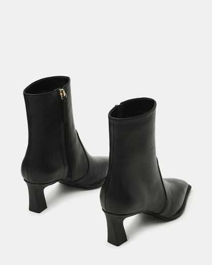 FARE Black Leather Square Toe Women's Ankle Boot - Steve Madden