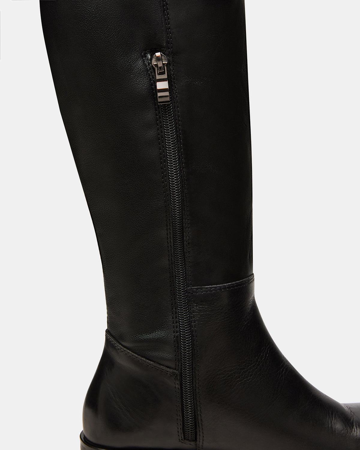 LANCASTER Black Leather Over-the-Knee Round Toe Women's Boots - Steve Madden