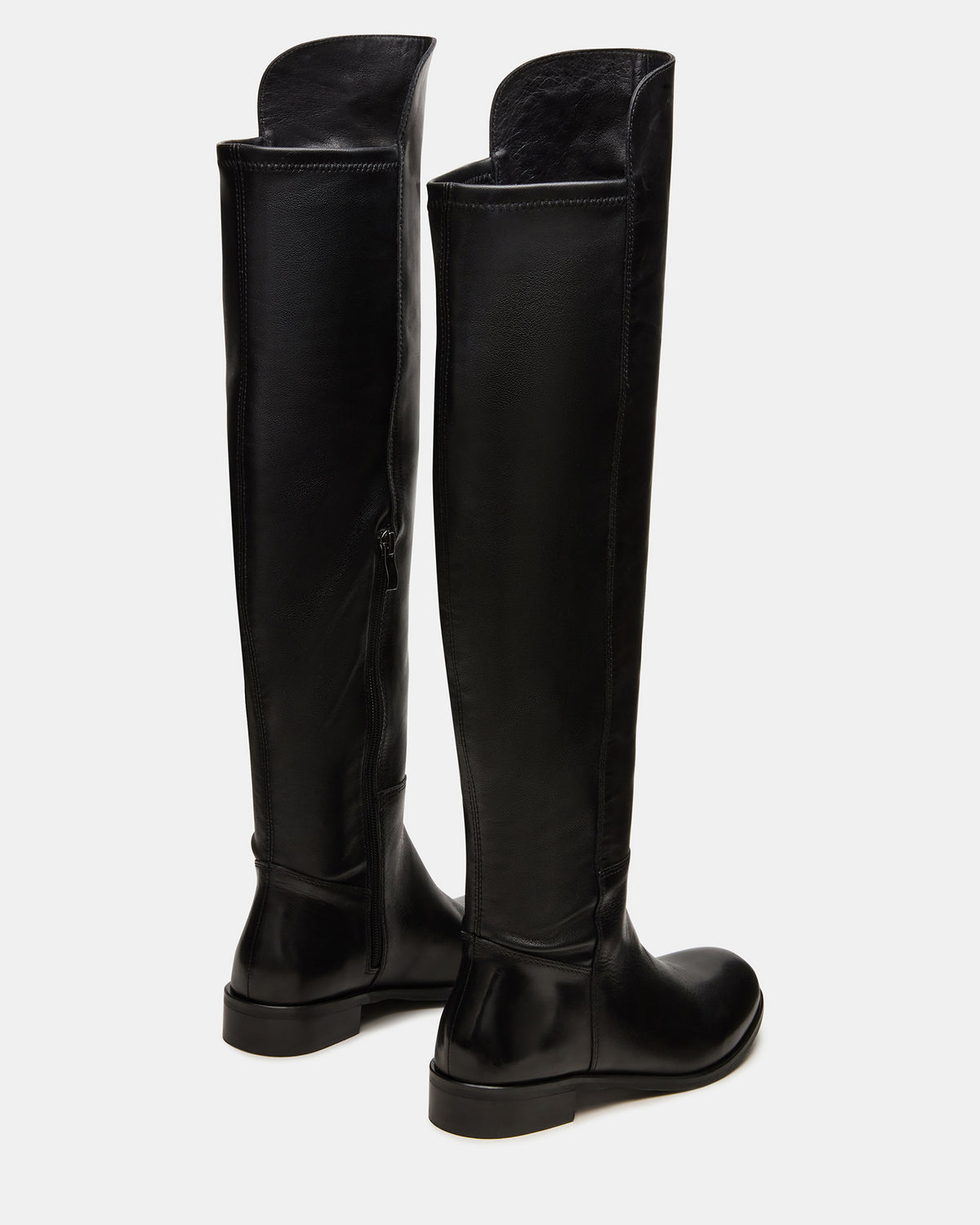 LANCASTER Black Leather Over-the-Knee Round Toe Women's Boots - Steve Madden