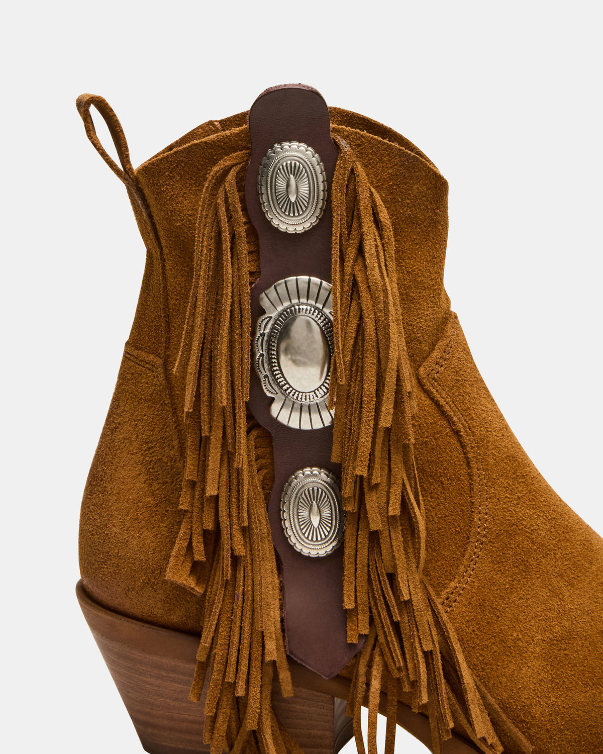 LARAMIE Chestnut Suede Fringe Western Pointed-Toe Women's Ankle Boot - Steve Madden