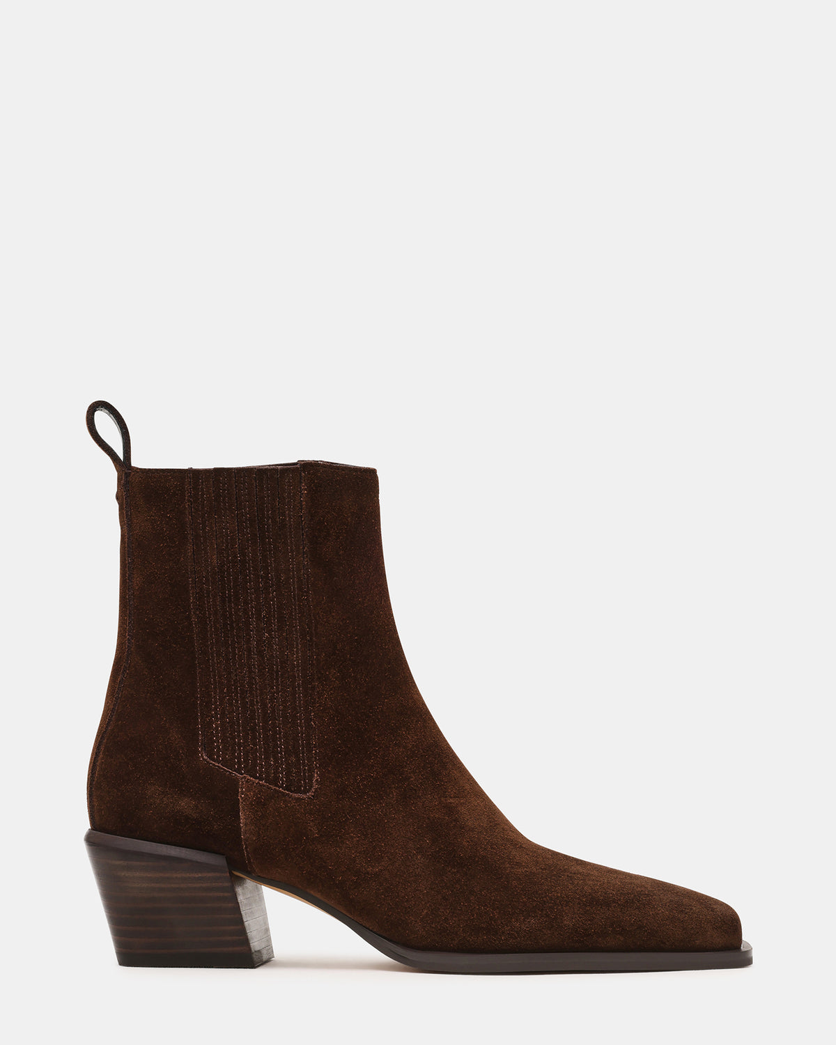 DARSEN Brown Suede Square-Toe Block Heel Women's Ankle Boot - Steve Madden