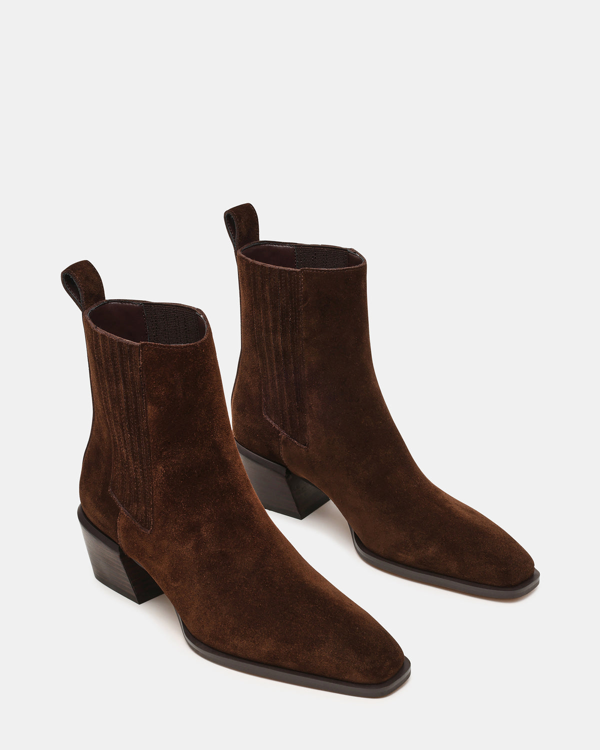 DARSEN Brown Suede Square-Toe Block Heel Women's Ankle Boot - Steve Madden