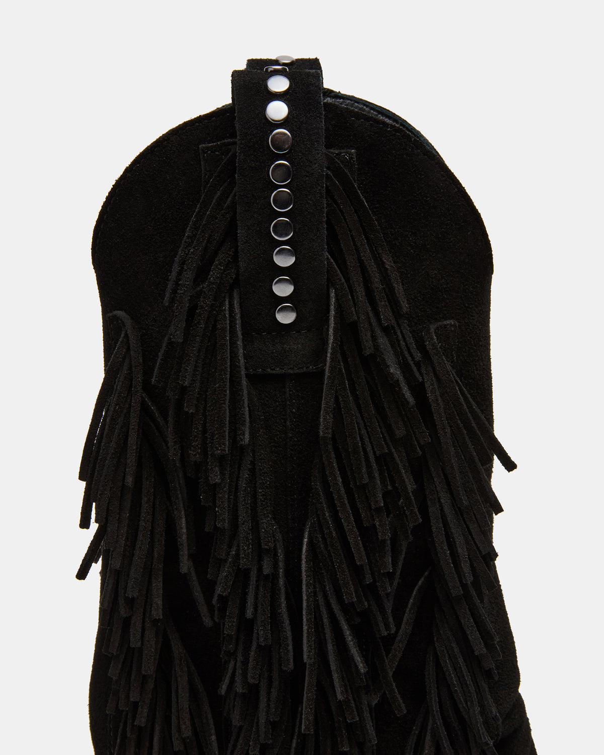 LANDMARK Black Suede Cuffed Fringe Western Women's Ankle Boot - Steve Madden