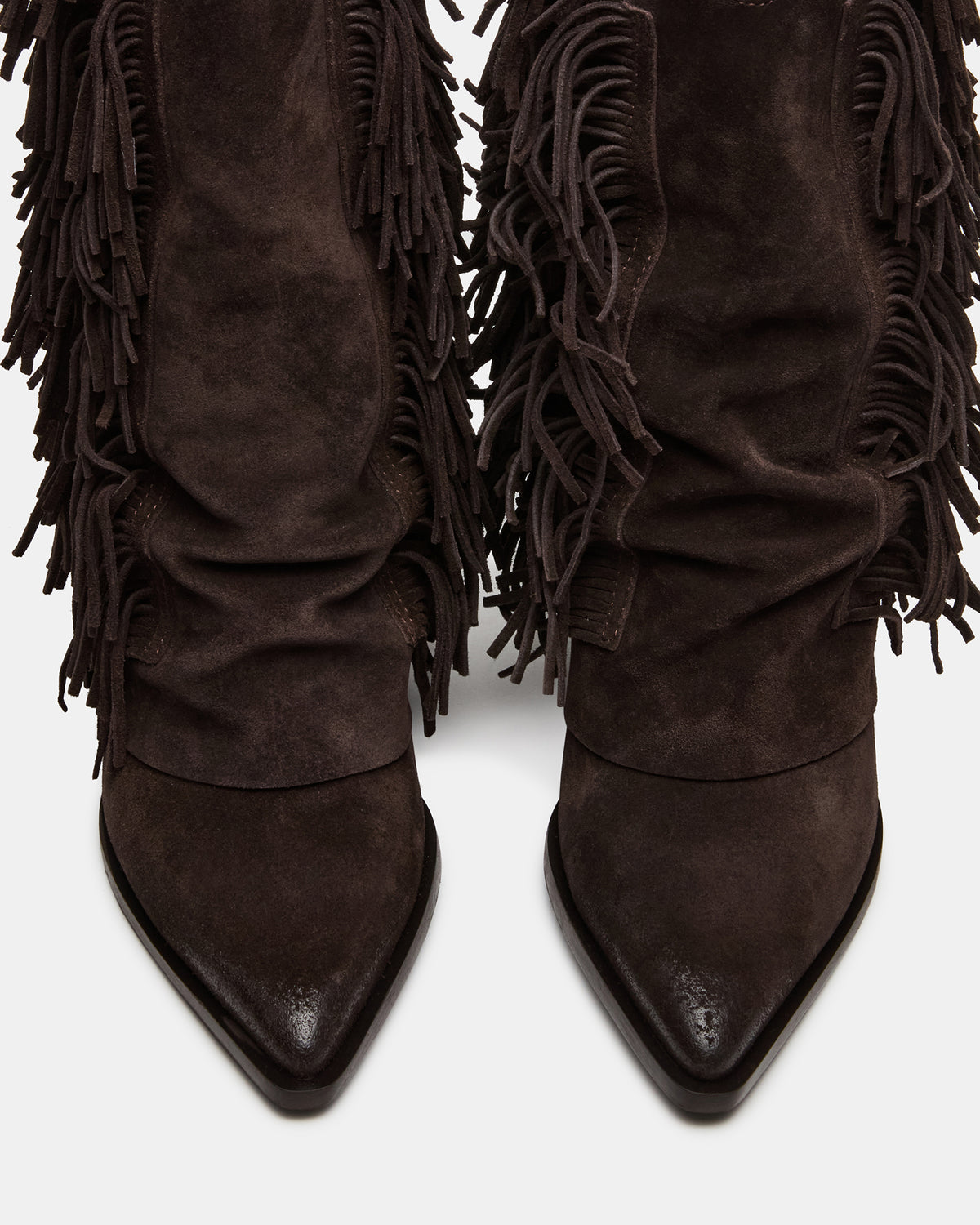 LANDMARK Brown Suede Cuffed Fringe Western Women's Ankle Boot - Steve Madden