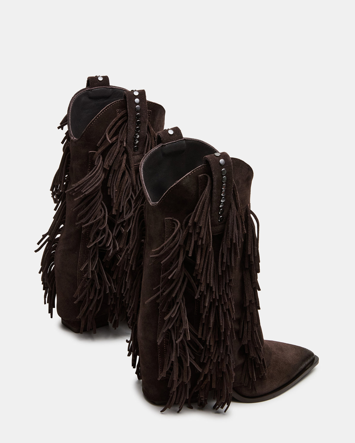 LANDMARK Brown Suede Cuffed Fringe Western Women's Ankle Boot - Steve Madden