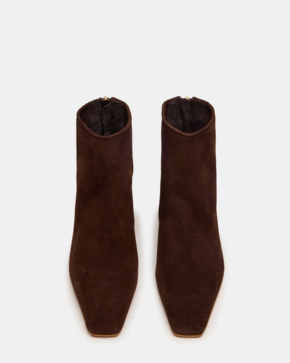JUNO Brown Suede Square-Toe Women's Ankle Boot - Steve Madden