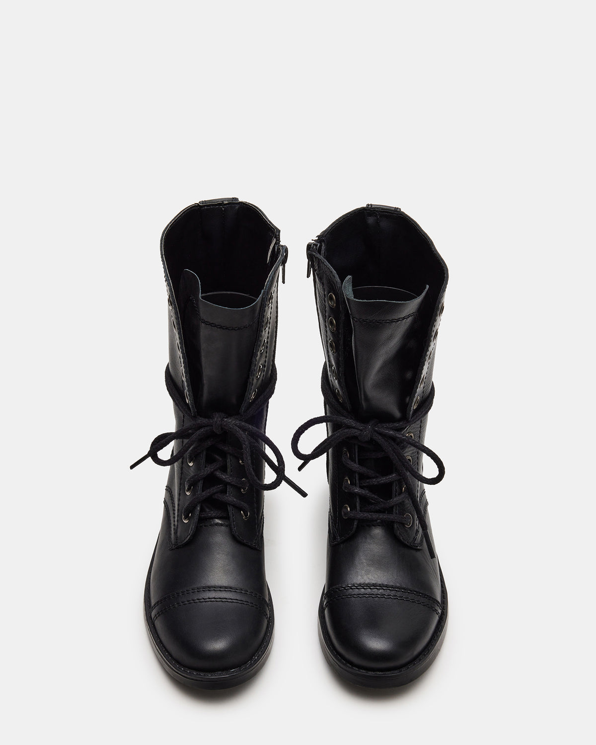 TROOPA3.0 Black Leather Women's Moto Combat Ankle Boot - Steve Madden
